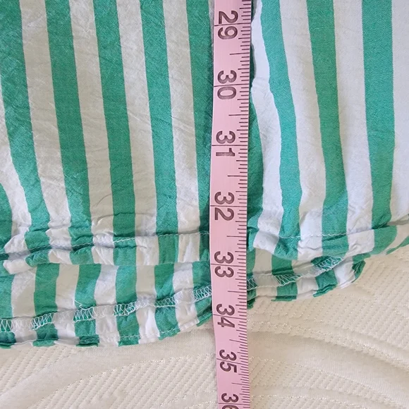 Joyspun Women's Green White Cabana Striped Sleep Shirt Swim Cover Up Pockets 3X - Picture 12 of 12